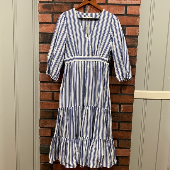 Madewell Ruffle-Sleeve Tiered Dress in Ava Stripe - Picture 7 of 12
